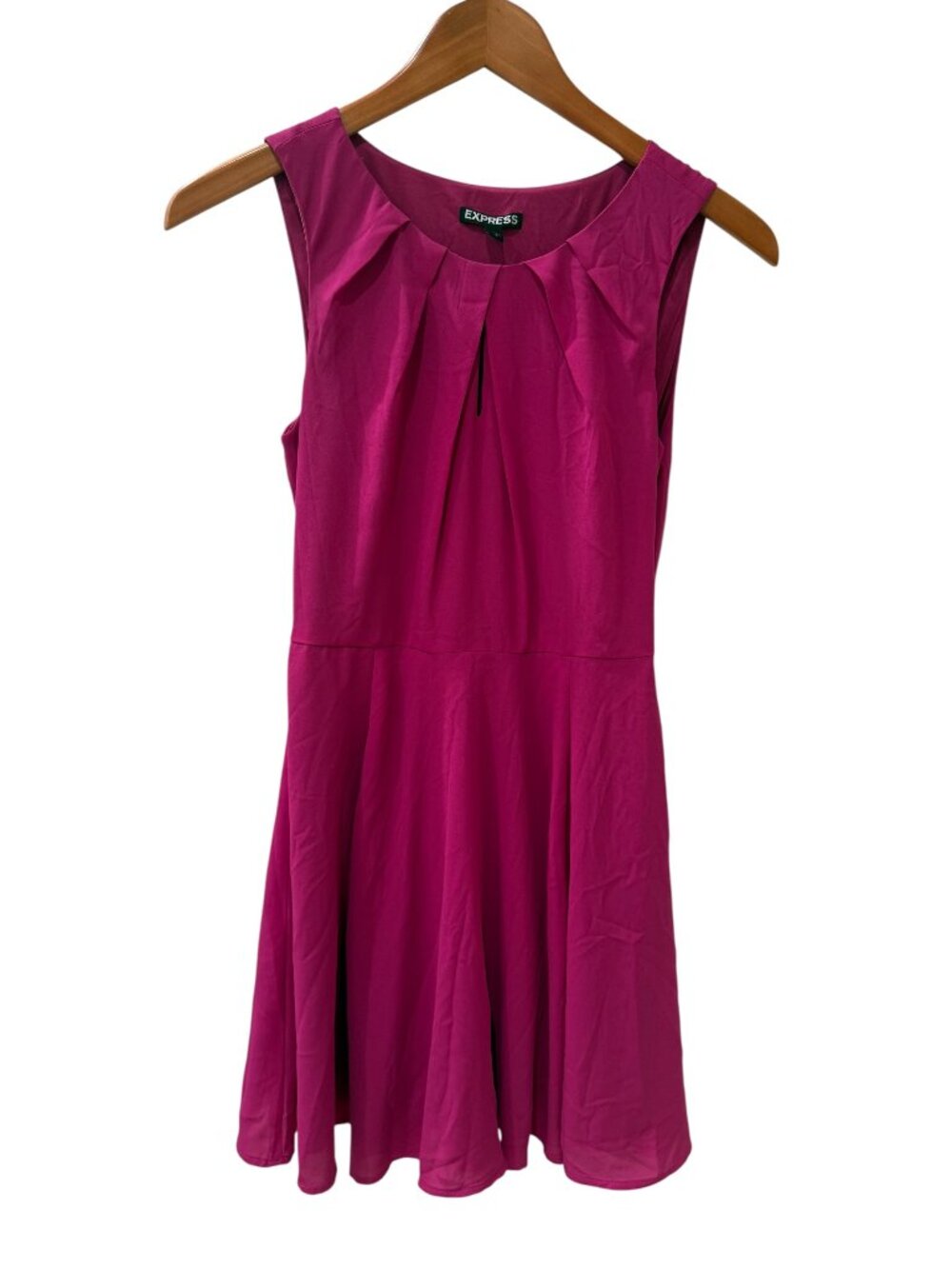 Express Fuchsia Pink Fit & Flare Sleeveless Dress Size 2 Keyhole Detail